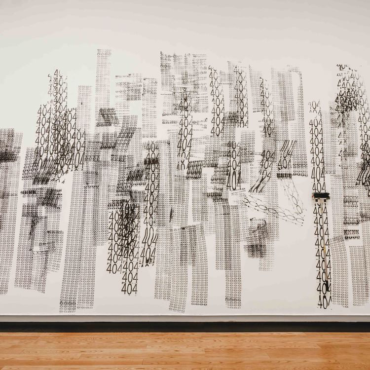 Aaajiao,《404》, 油墨、海绵滚轮,尺寸可变,2017,©杨锋艺术与教育基金会,致谢艺术家及杨画廊